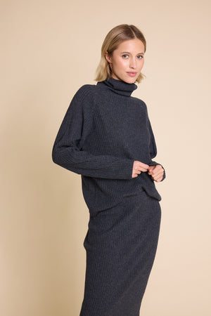 Line Of Oslo New Martine Ribbed Sweater Knitted sweater Antracite 004