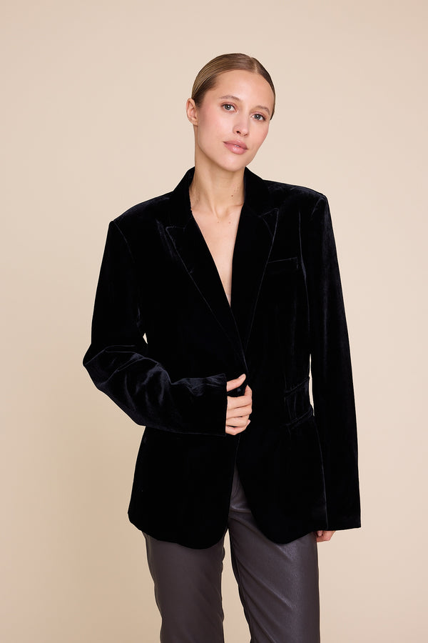 Line Of Oslo Nico Velvet Blazer Blazer Black 097