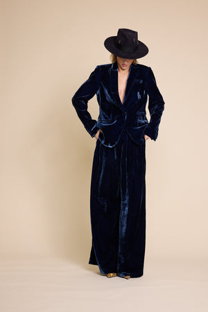 Line Of Oslo Nico Velvet Blazer Blazer Blue 066