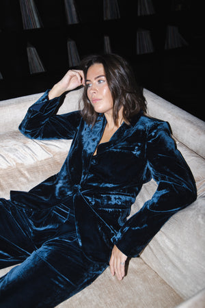 Line Of Oslo Nico Velvet Blazer Blazer Blue 066