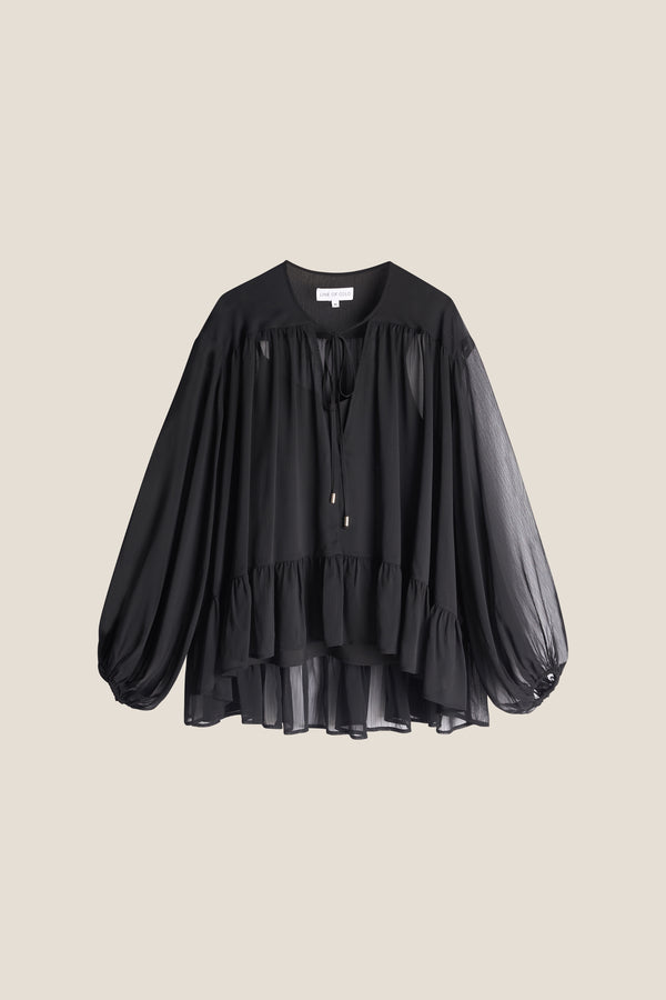 Line Of Oslo Nicole Chiffon Bluse Blouse Black 097