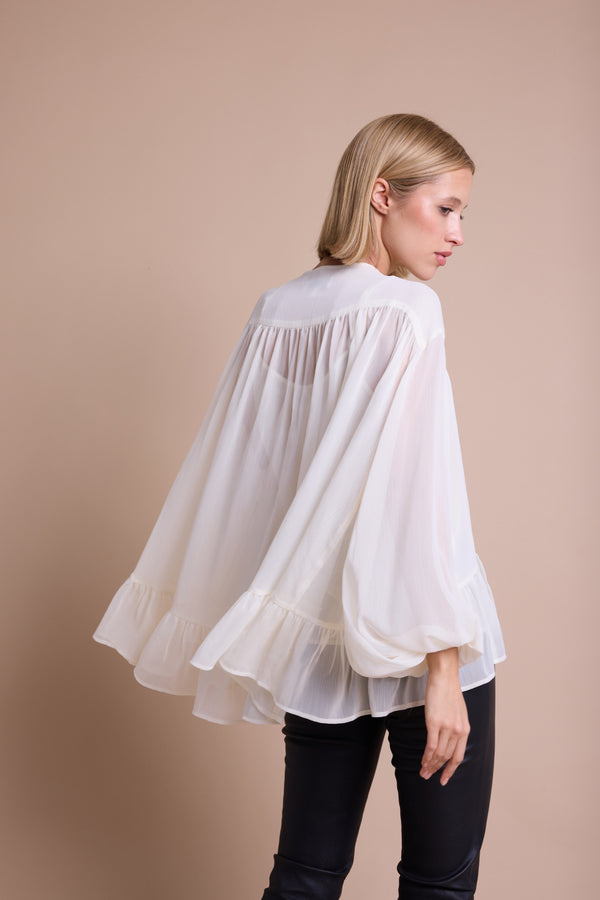 Line Of Oslo Nicole Chiffon Bluse Blouse Creme 091