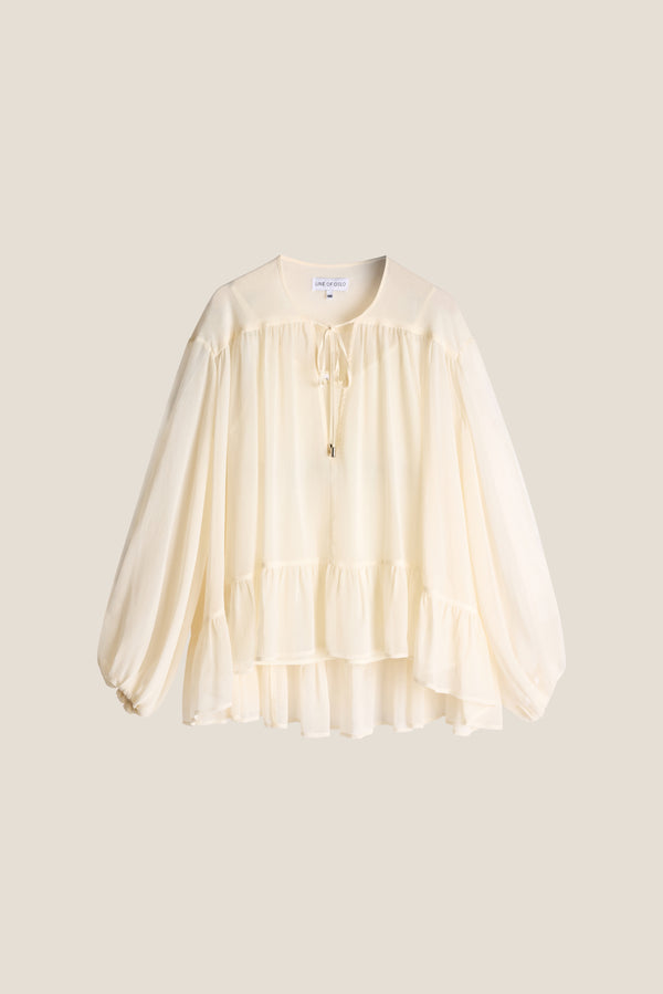 Line Of Oslo Nicole Chiffon Bluse Blouse Creme 091