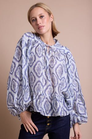 Line Of Oslo Nicole Print Bluse Blouse Creme 091