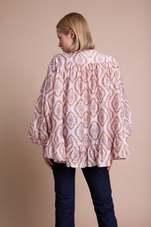 Line Of Oslo Nicole Print Bluse Blouse Pink 002