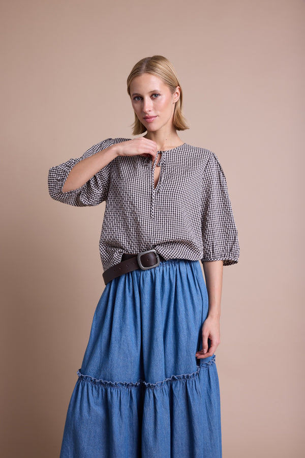 Line Of Oslo Petit Ckeck Bluse Blouse Camel 061