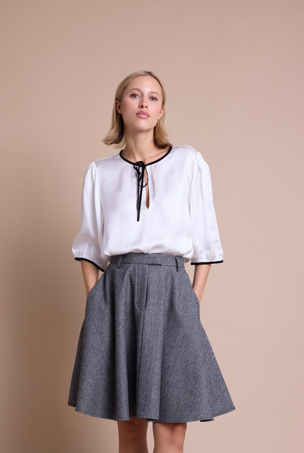 Line Of Oslo Petit Solid Bluse Blouse White 001