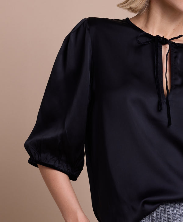 Line Of Oslo Petit Solid Bluse Blouse Black 097