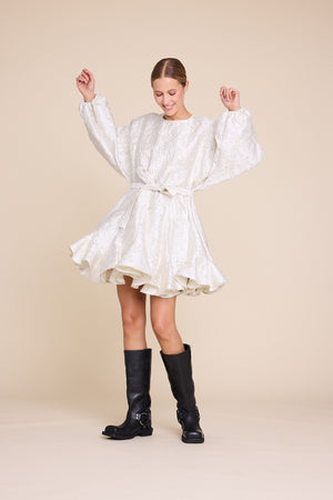 Line Of Oslo Poppi Metallic Dress Dress White 001