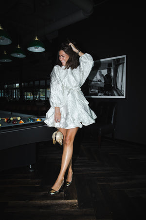 Line Of Oslo Poppi Metallic Dress Dress White 001