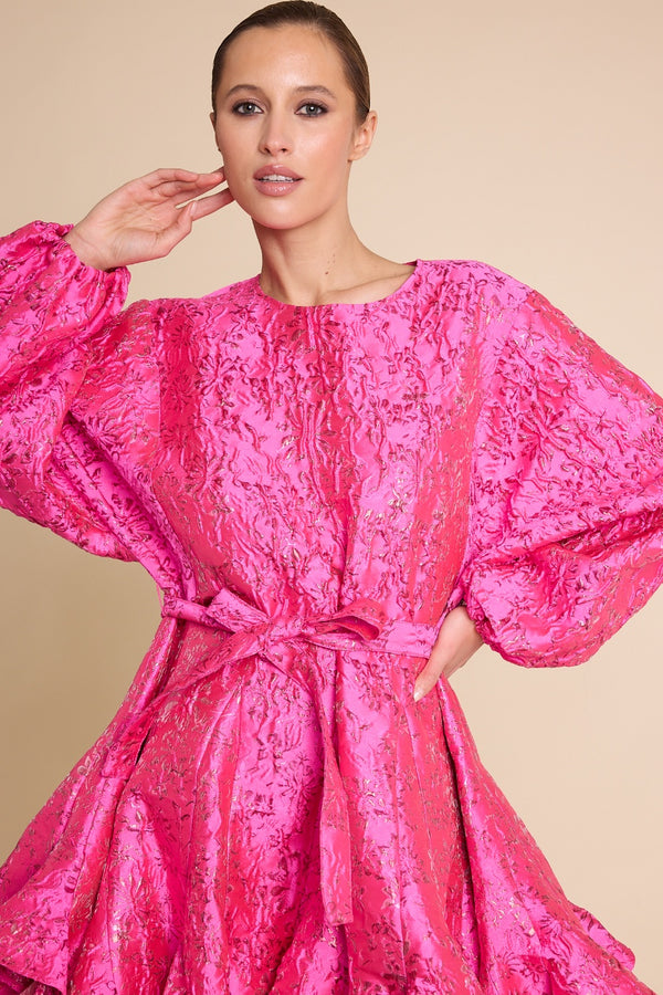 Line Of Oslo Poppi Metallic Dress Dress Pink 002