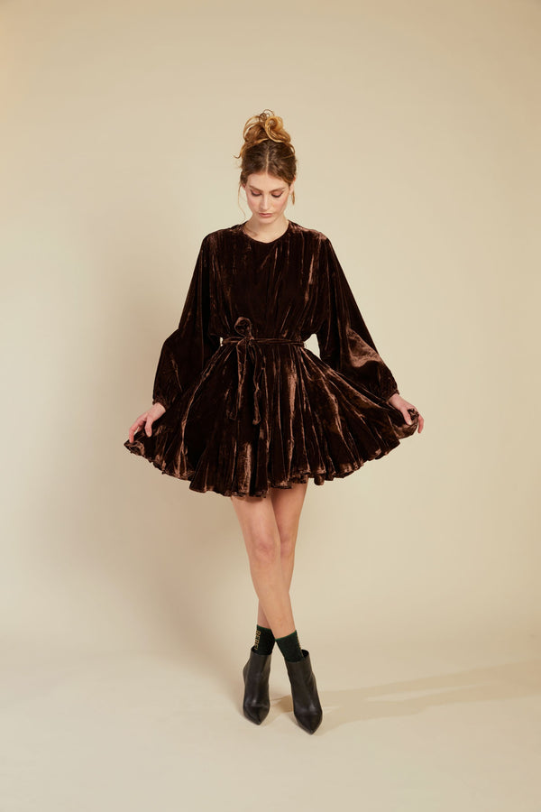 Line Of Oslo Poppi Velvet Dress Dresses Brown 063