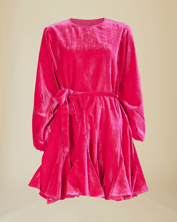 Line Of Oslo Poppi Velvet Dress Dresses Pink 002