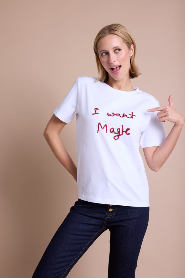 Line Of Oslo Preppy Magic T-skjorte T-shirt White w/red