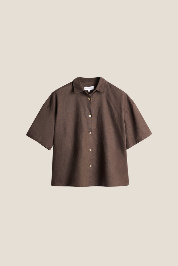 Line Of Oslo Resort Linen Top Top Dark brown 064