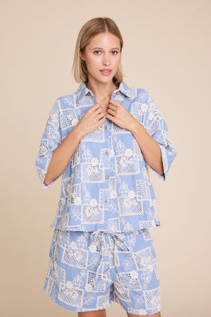 Line Of Oslo Resort Lace Top Top Light Blue 003