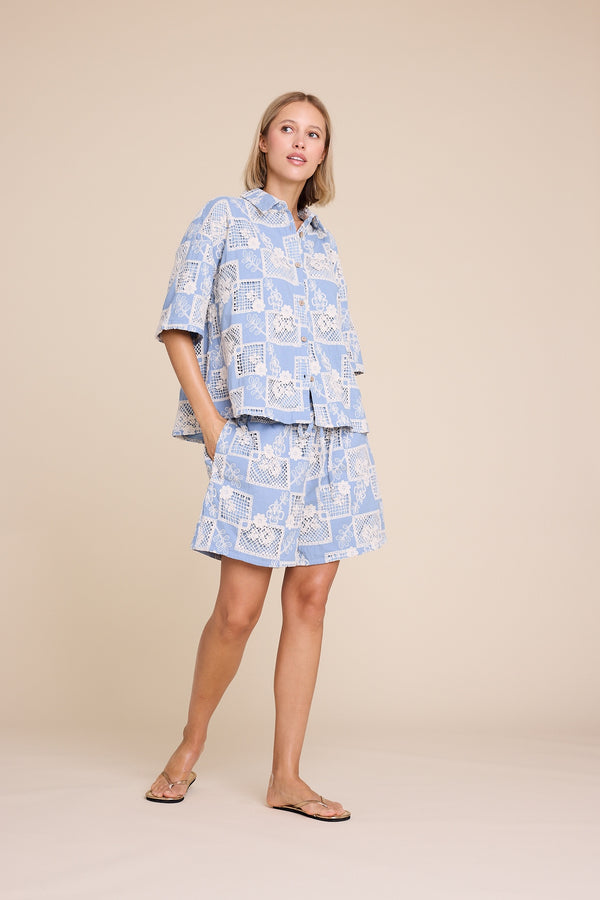 Line Of Oslo Resort Lace Top Top Light Blue 003
