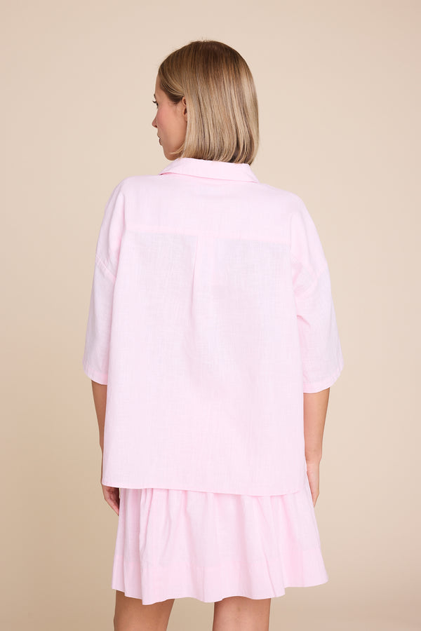 Line Of Oslo Resort Linen Top Top Pink 002