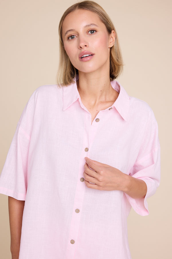 Line Of Oslo Resort Linen Top Top Pink 002