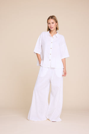 Line Of Oslo Resort Linen Top Top White 001