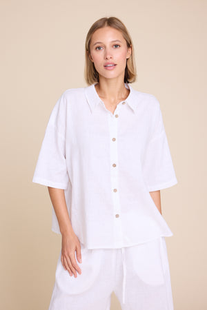 Line Of Oslo Resort Linen Top Top White 001