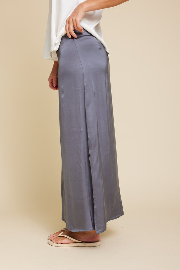 Line Of Oslo Rikke Viscose Satin Skirt Skirts Grey 005