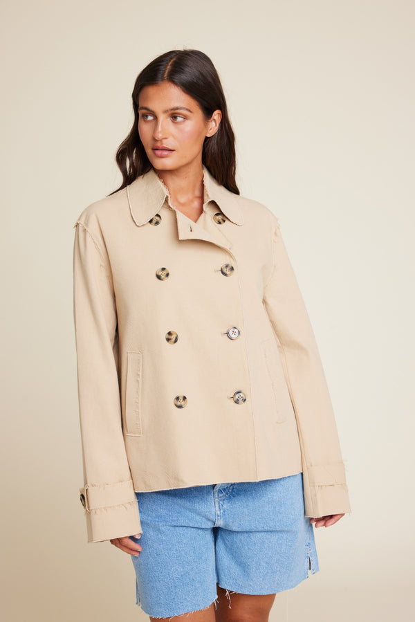 Line Of Oslo Robbie Short Trench Coat Jacket Sand 069