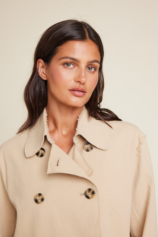 Line Of Oslo Robbie Short Trench Coat Jacket Sand 069