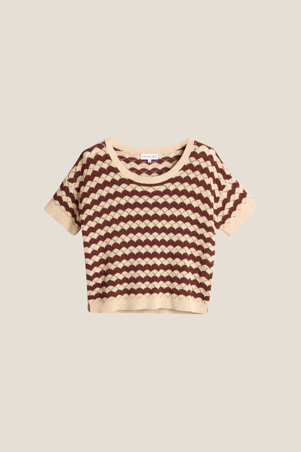 Line Of Oslo Romeo Stripe Top Top Beige/Brown 171