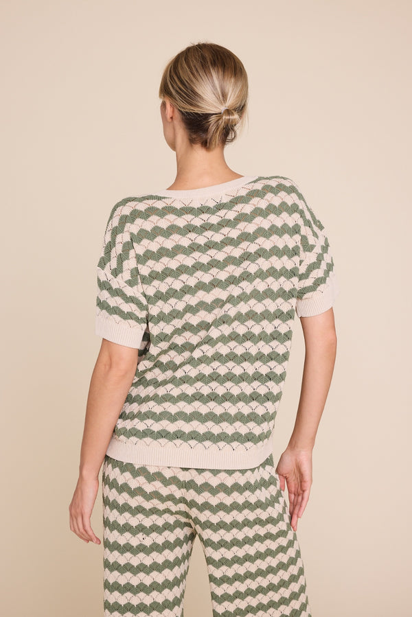 Line Of Oslo Romeo Stripe Top Top Beige/Army 170