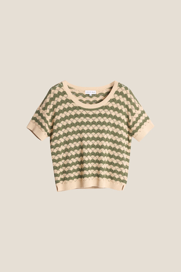 Line Of Oslo Romeo Stripe Top Top Beige/Army 170