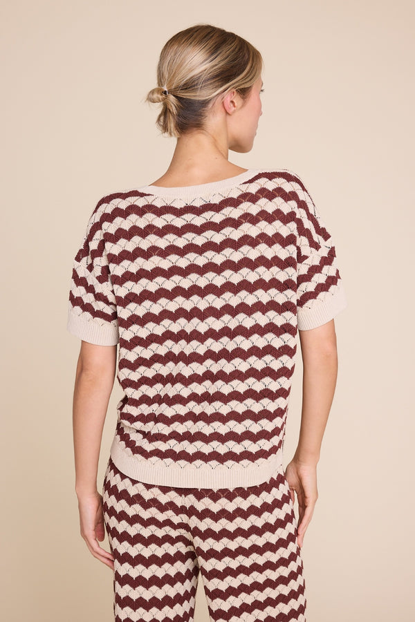 Line Of Oslo Romeo Stripe Top Top Beige/Brown 171