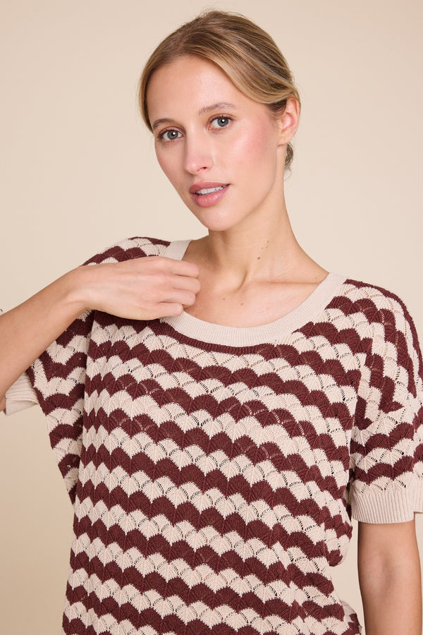 Line Of Oslo Romeo Stripe Top Top Beige/Brown 171