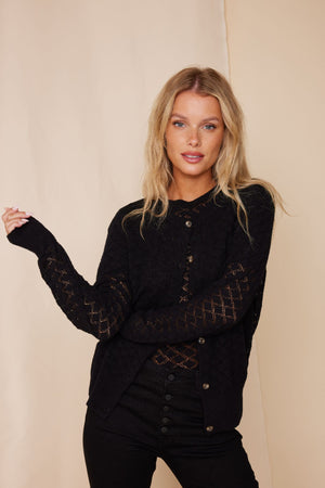 Line Of Oslo Ryan SS23 Knitted Cardigan Cardigan Black 097