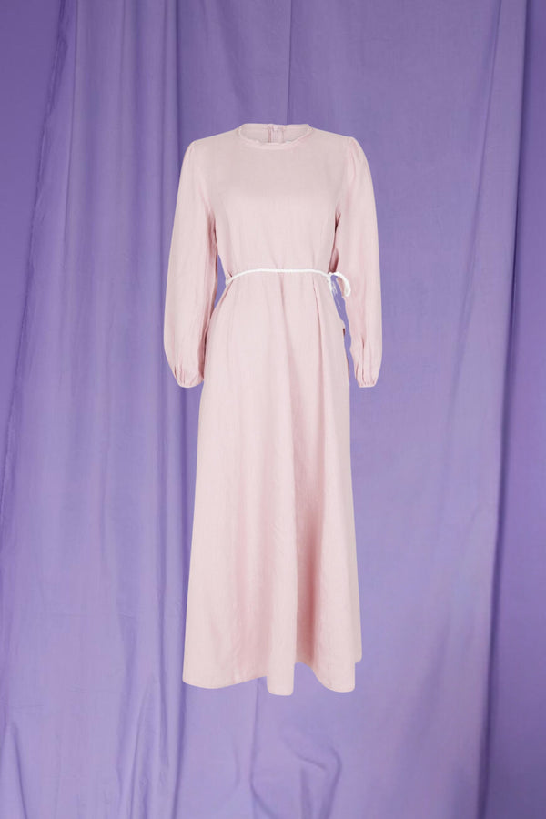 Line Of Oslo Saint Long Linen Dress Dress Pink 002