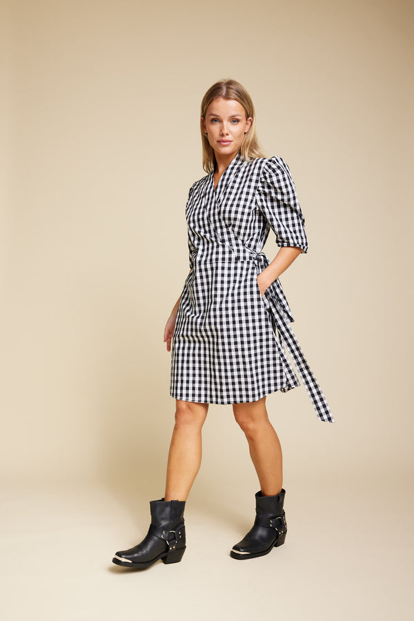 Line Of Oslo Scarlett Short Check Dress Dresses Black 097