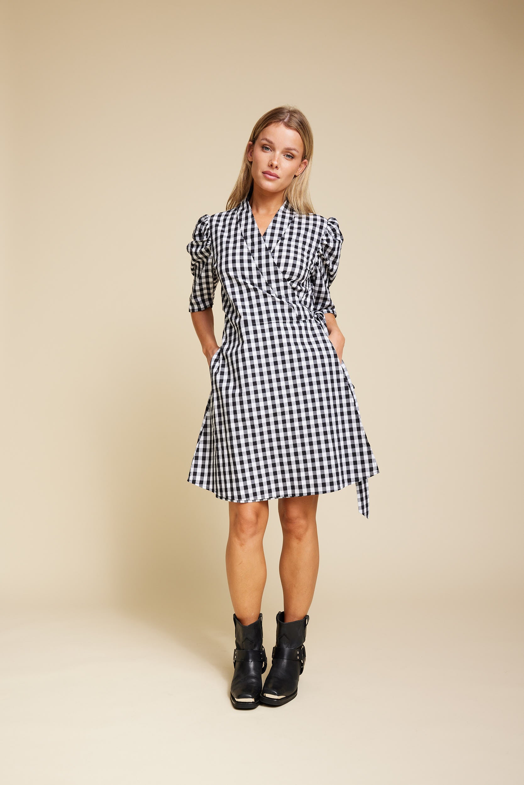 Line of Oslo Scarlett Short Check Dress Black / XS