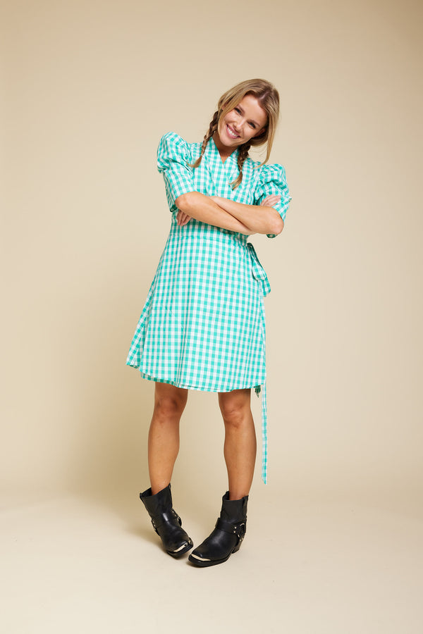 Line Of Oslo Scarlett Short Check Dress Dresses Green 053