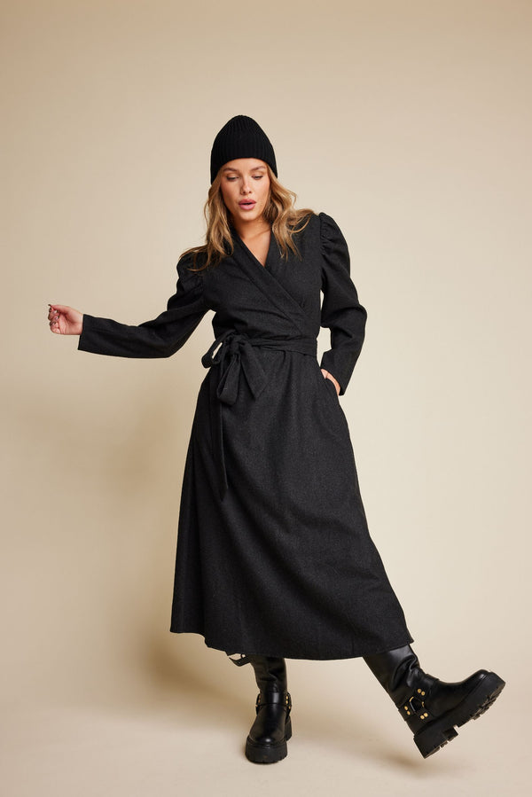 Line Of Oslo Scarlett Wool Dress Dresses Antracite 004