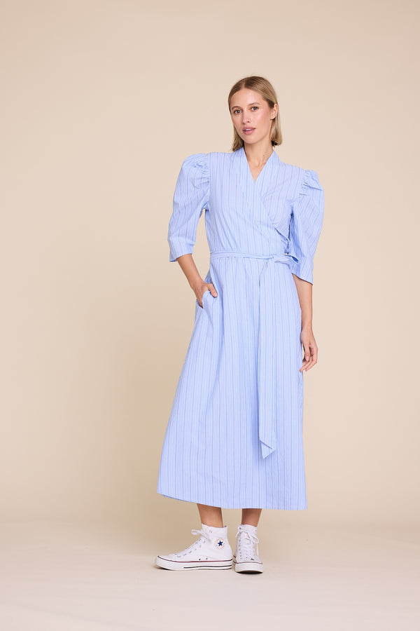 Line Of Oslo Scarlett Short Stripe Dress Dress Light Blue 003