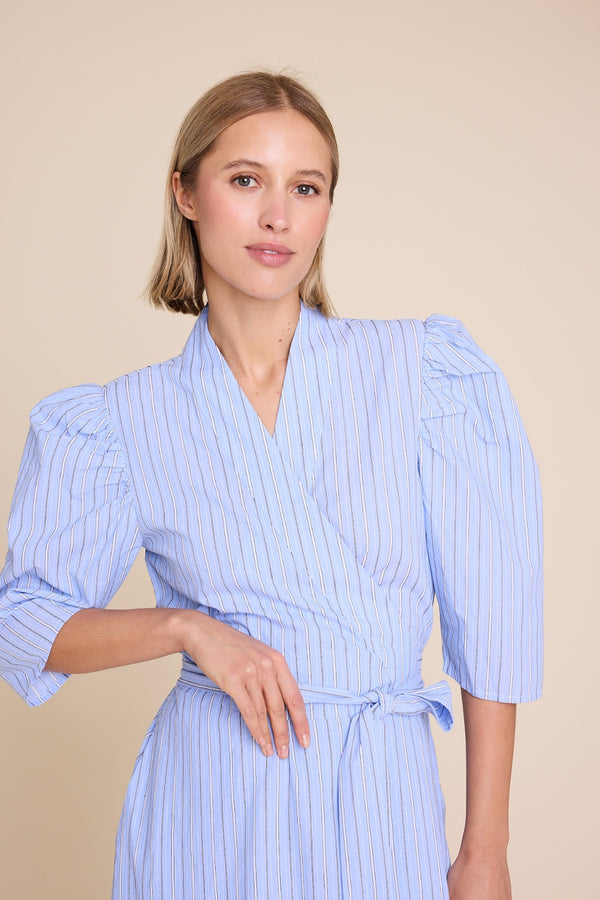 Line Of Oslo Scarlett Short Stripe Dress Dress Light Blue 003