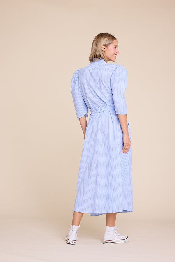 Line Of Oslo Scarlett Short Stripe Dress Dress Light Blue 003