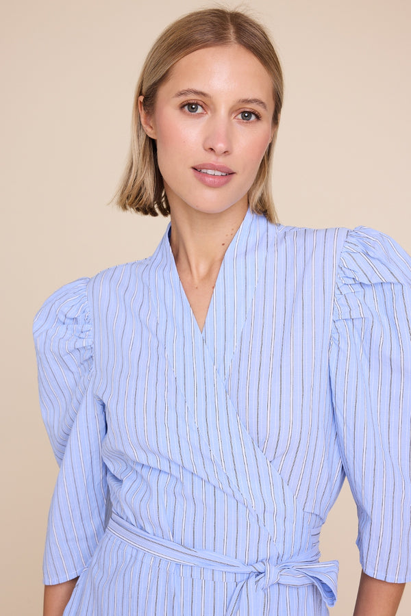 Line Of Oslo Scarlett Short Stripe Dress Dress Light Blue 003