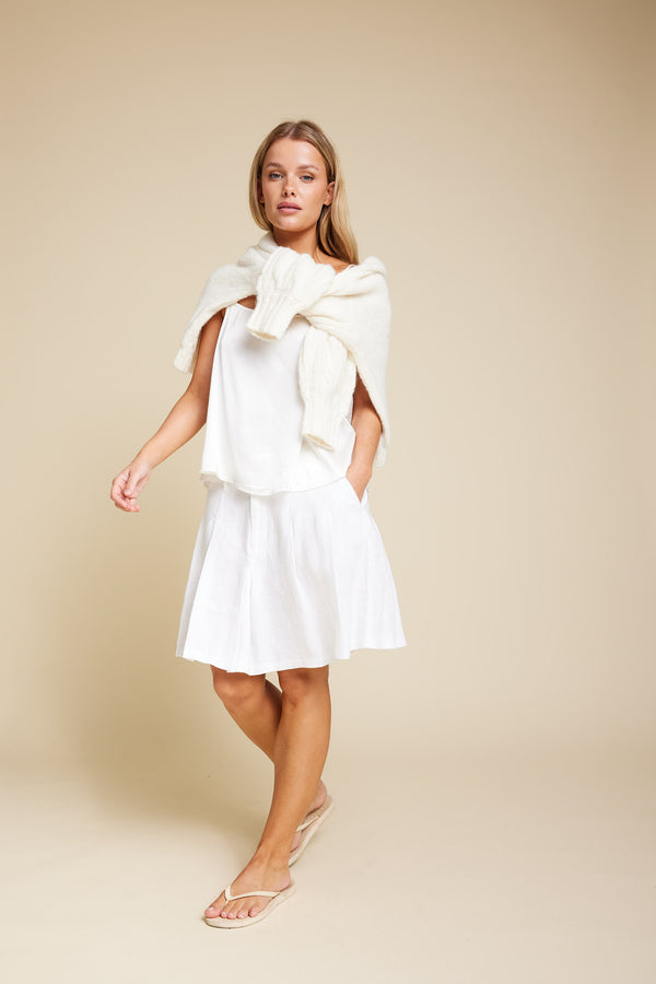 Line Of Oslo School Linen Skirt Skirt White 001
