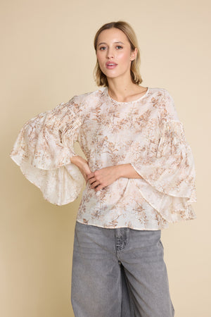 Line Of Oslo Sienna Flower Top Blouse Nude 062