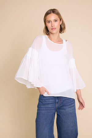 Line Of Oslo Sienna Solid Top Blouse Creme 091