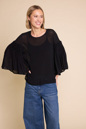 Line Of Oslo Sienna Solid Top Blouse Black 097
