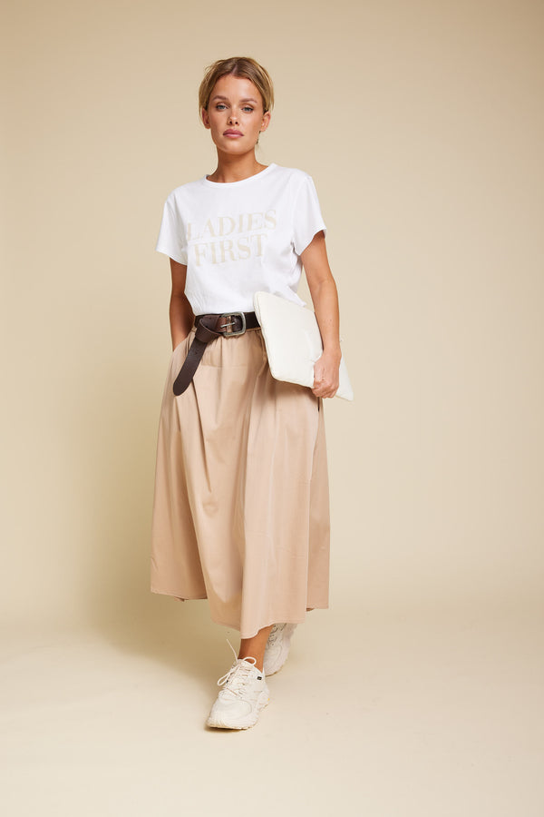 Line Of Oslo Skirt Solid Skirts Latte