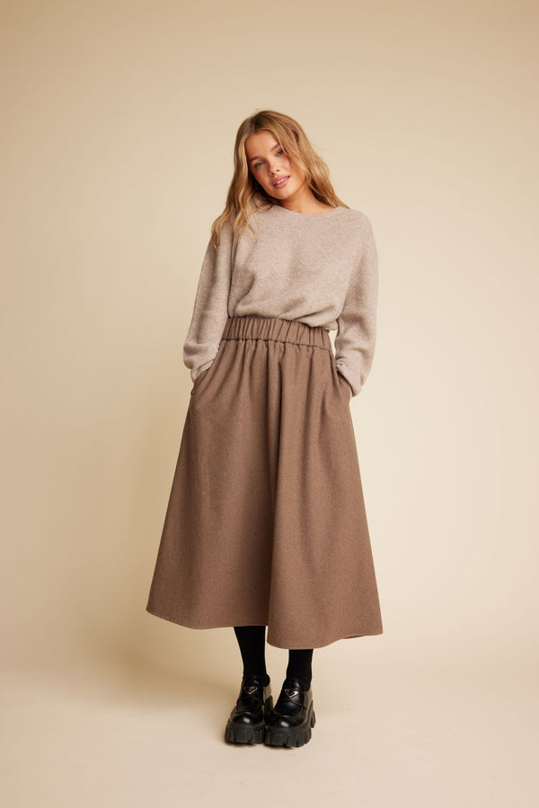 Line Of Oslo Skirt Wool Skirts Brown 063