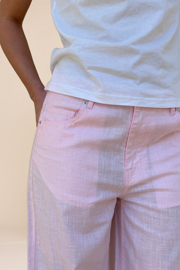 Line Of Oslo St. Barth Linen Trousers Trouser Pink 002